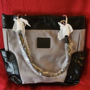 NWOT Joy Mangano black and grey Oversized Canvas Bag